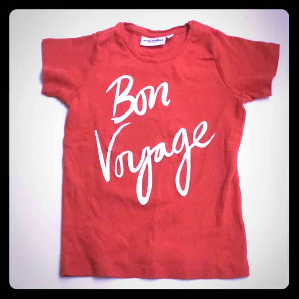 Organic Mini Rodini Red “Bon Voyage” Tee
